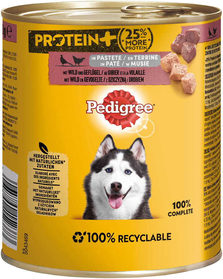Pedigree Hunde-Nassfutter Protein+ in Pastete mit Wild und Geflügel